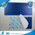 Glossy blue custom tampered text one time use anti-fake security tag sticker